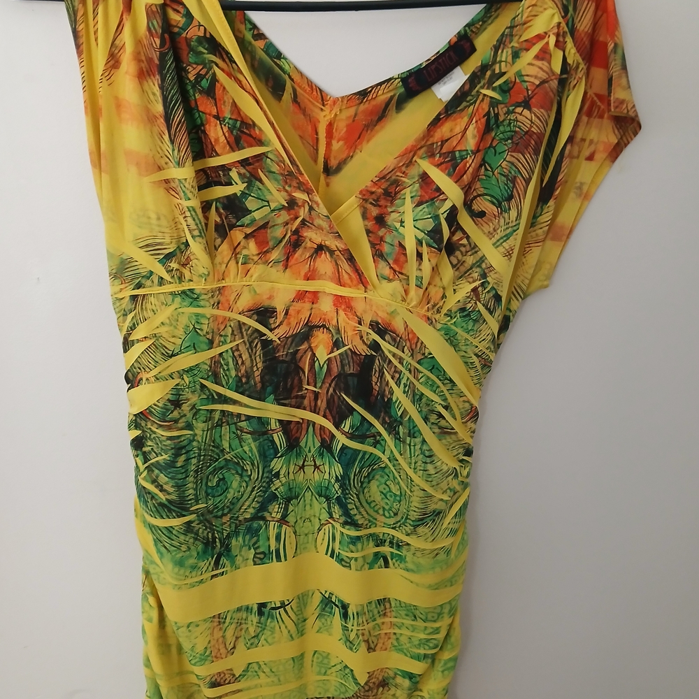 Lipstick Boutique Yellow and Green Patterned Blouse